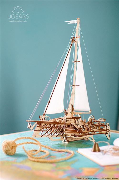 houten 3D puzzel modelbouw Trimaran  Merihobus