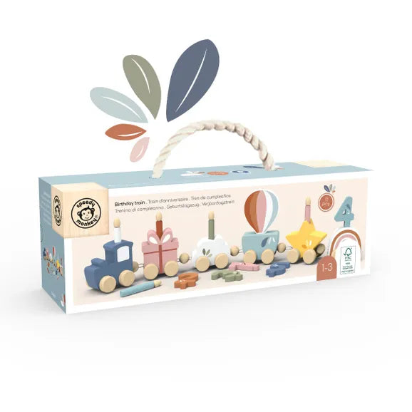 train d'anniversaire en bois