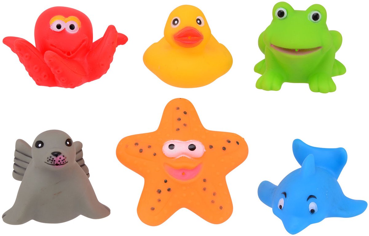 6 badspeeltjes in opbergnetje