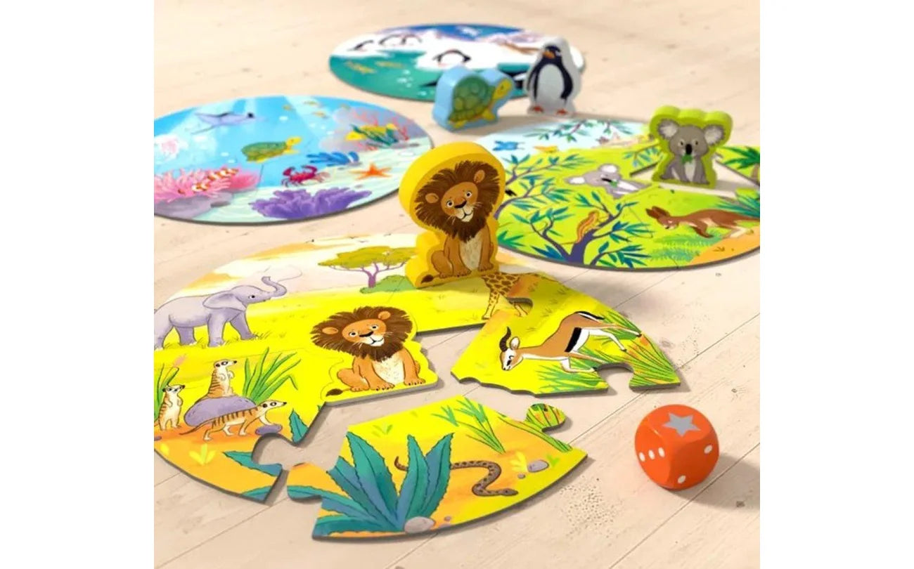 game meets puzzle - waar wonen leeuw en zijn vriendjes ? HABA NED