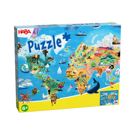 puzzel wereldkaart 100pc HABA