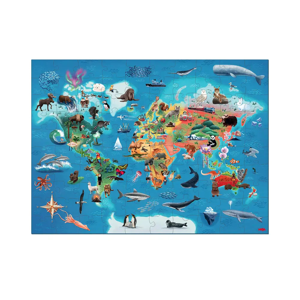 puzzel wereldkaart 100pc HABA