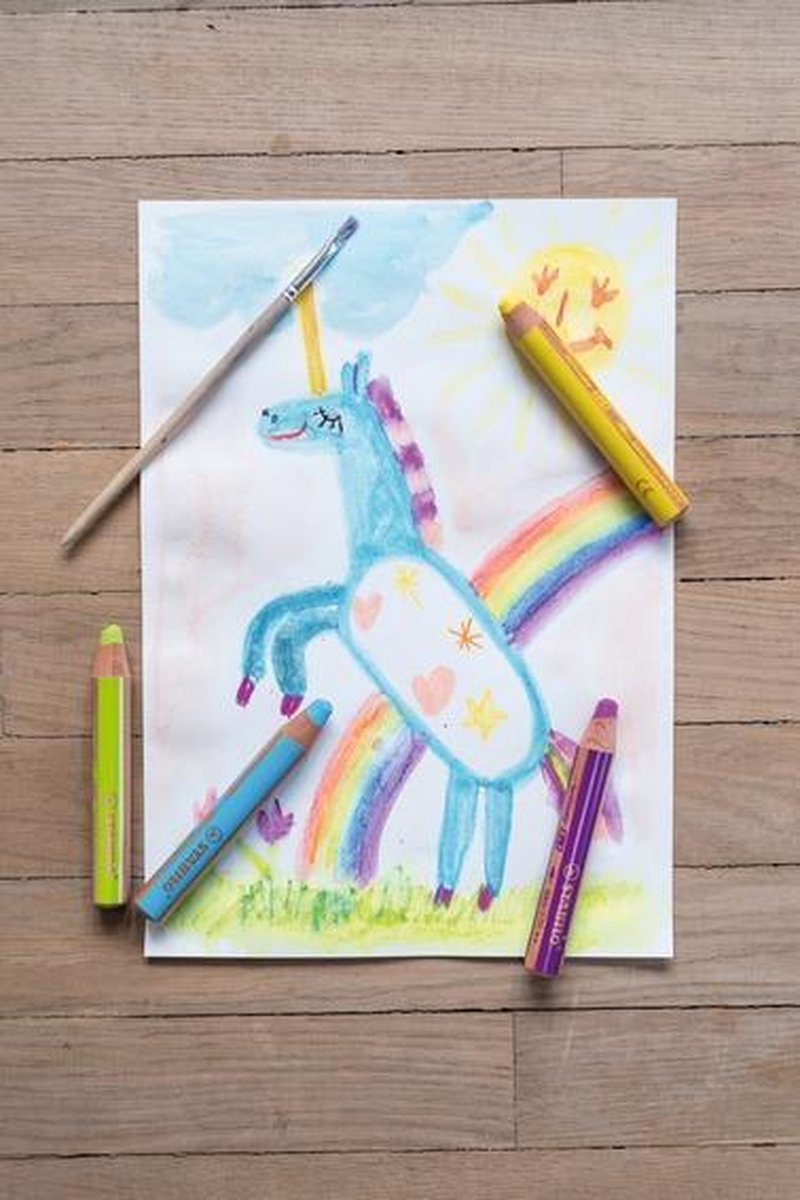 10 dikke kleurpotloden STABILO woody multitalent 3 in 1 met slijper