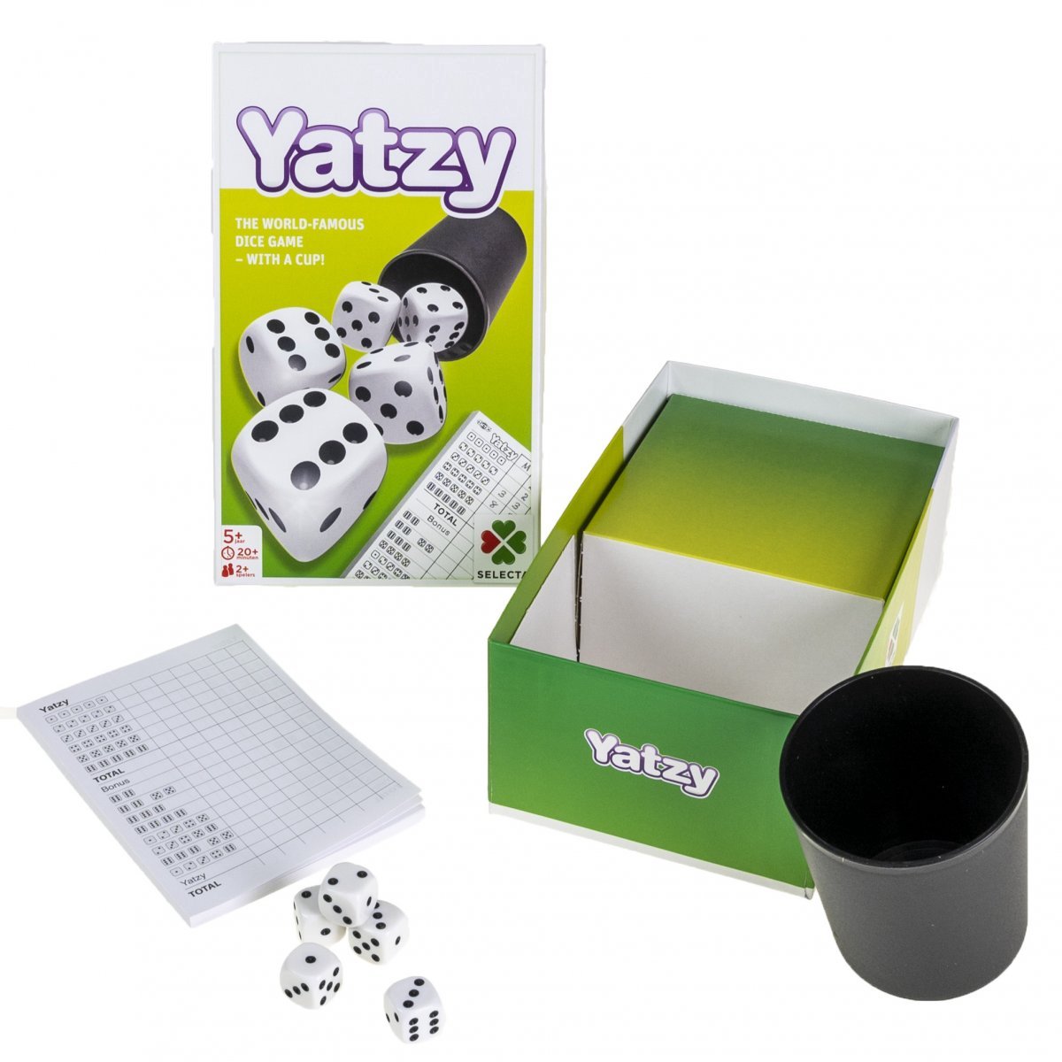 yatzy dobbelspel met beker en boekje