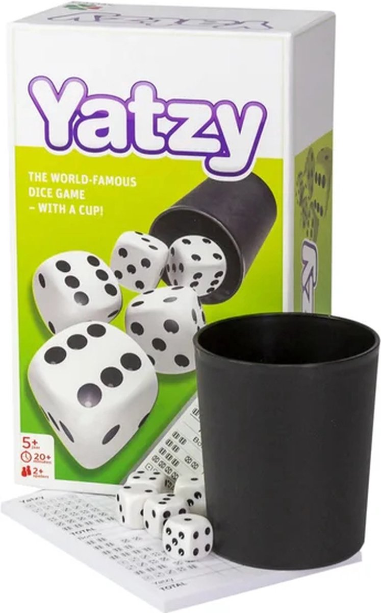 yatzy dobbelspel met beker en boekje