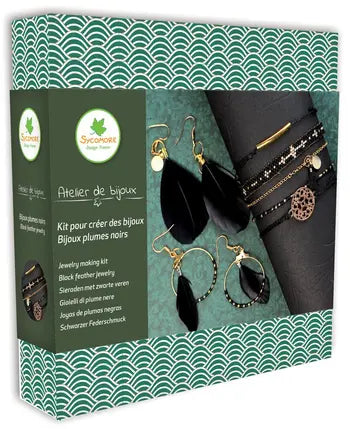 juwelen met zwarte veren