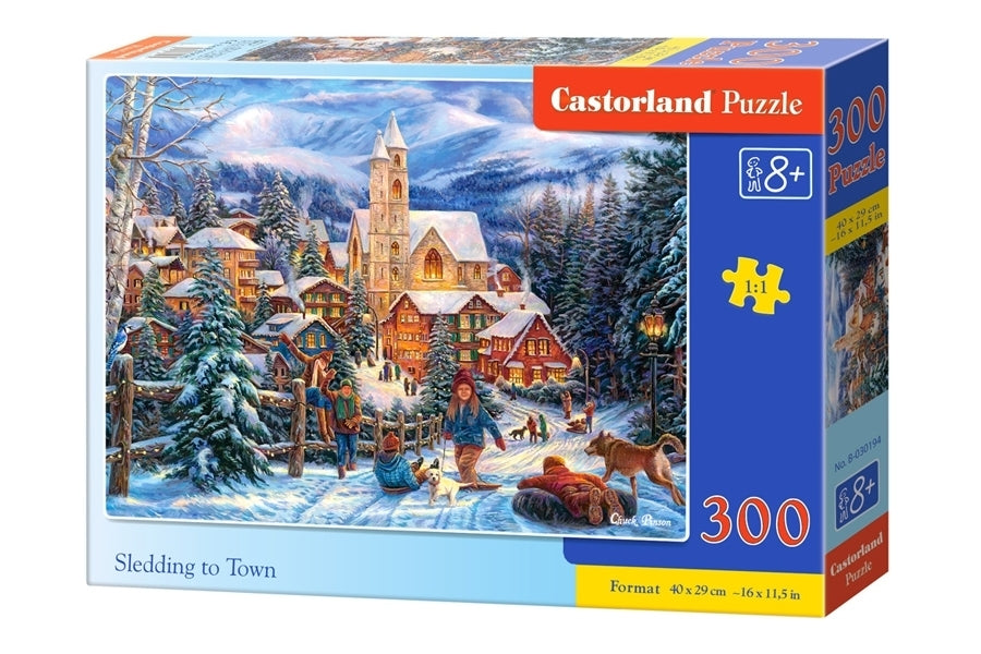 puzzel  sledding in town 300pc