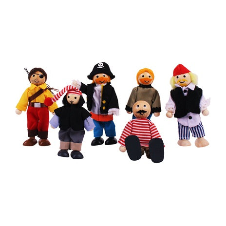 piratenset van 6 popjes - pirates set de 6 bonhommes