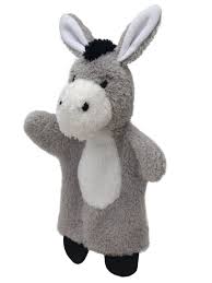 handpop knuffel ezel - marionette doudou âne