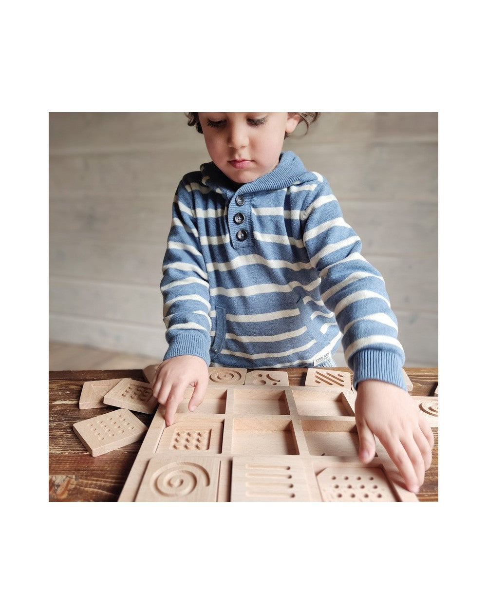 houten voel-memo puzzel - memo puzzle tactile en bois