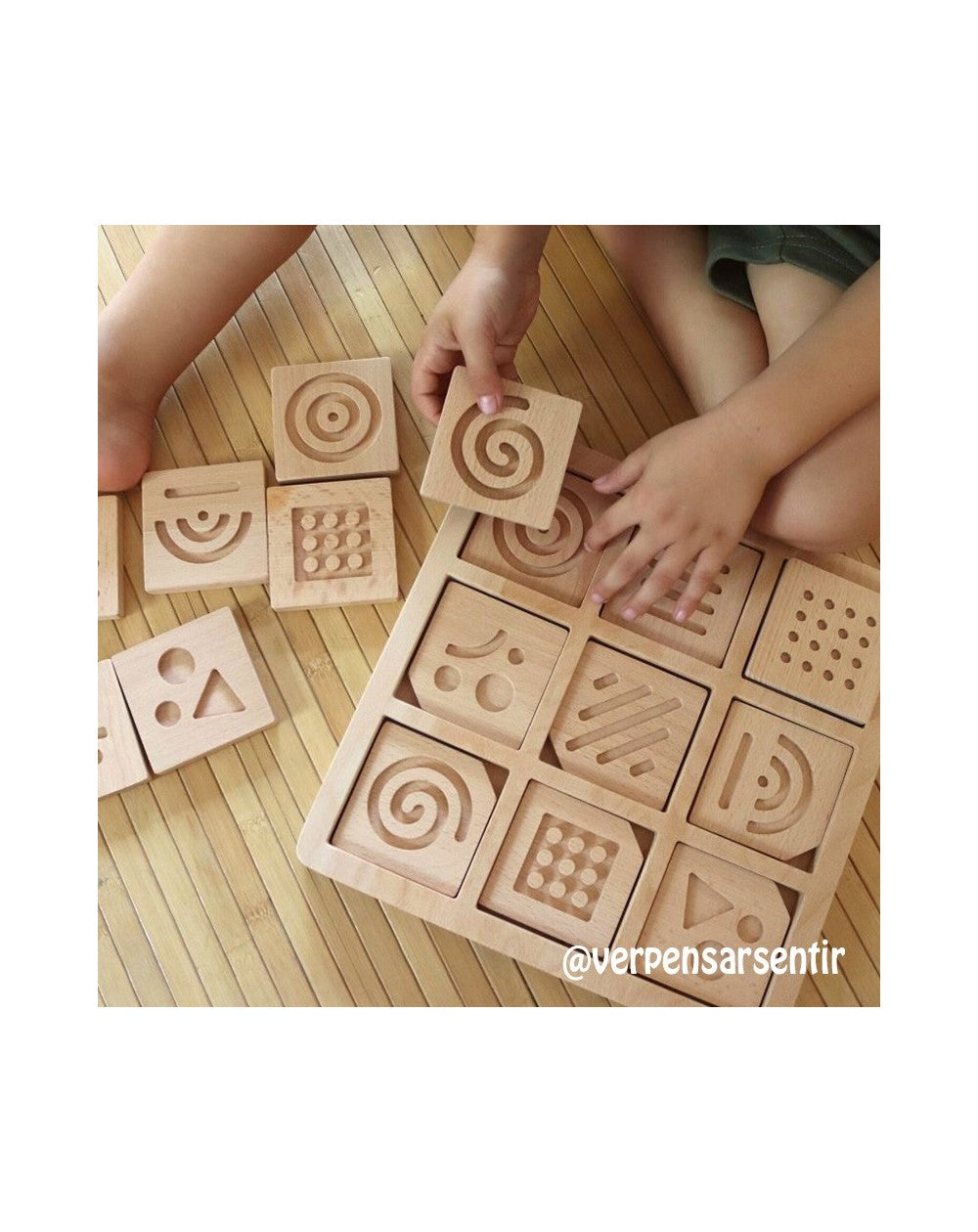 houten voel-memo puzzel - memo puzzle tactile en bois