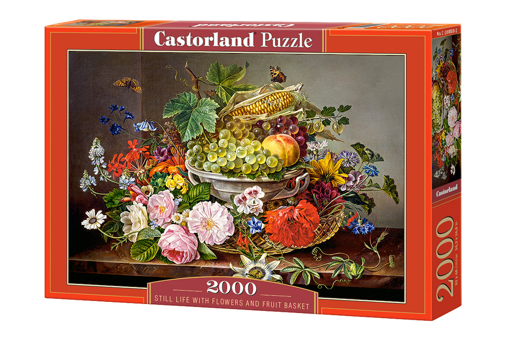 puzzle nature morte avec fleurs et corbeille de fruits 2000pc