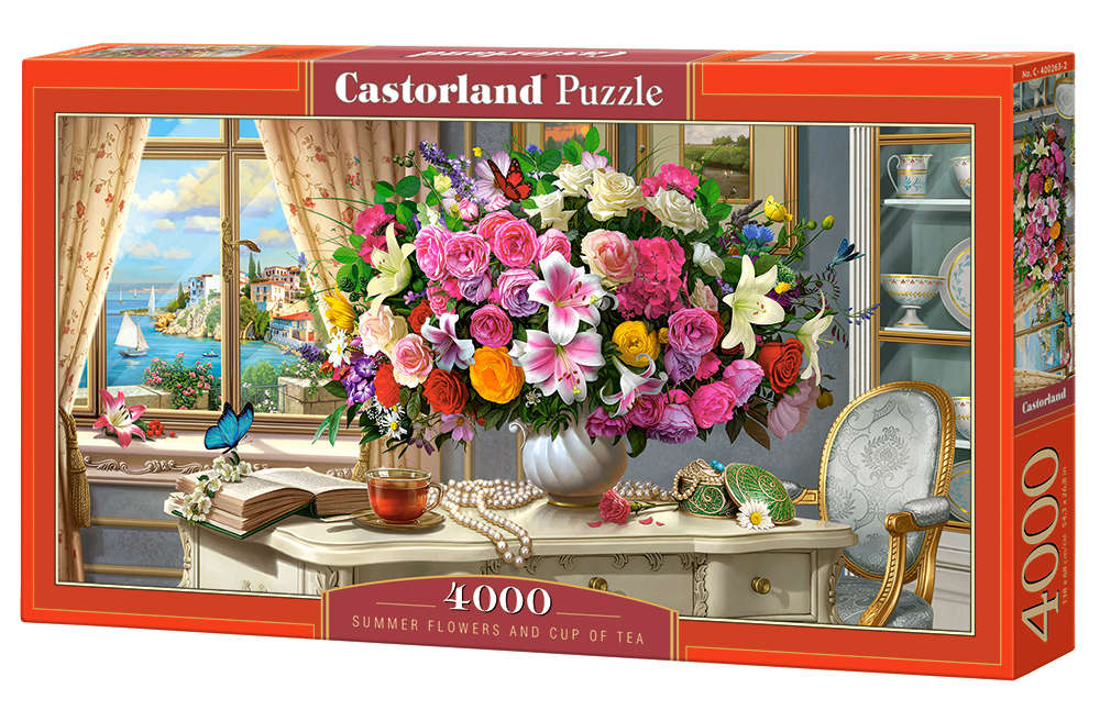 puzzel summer flowers and cup of tea 4000pc