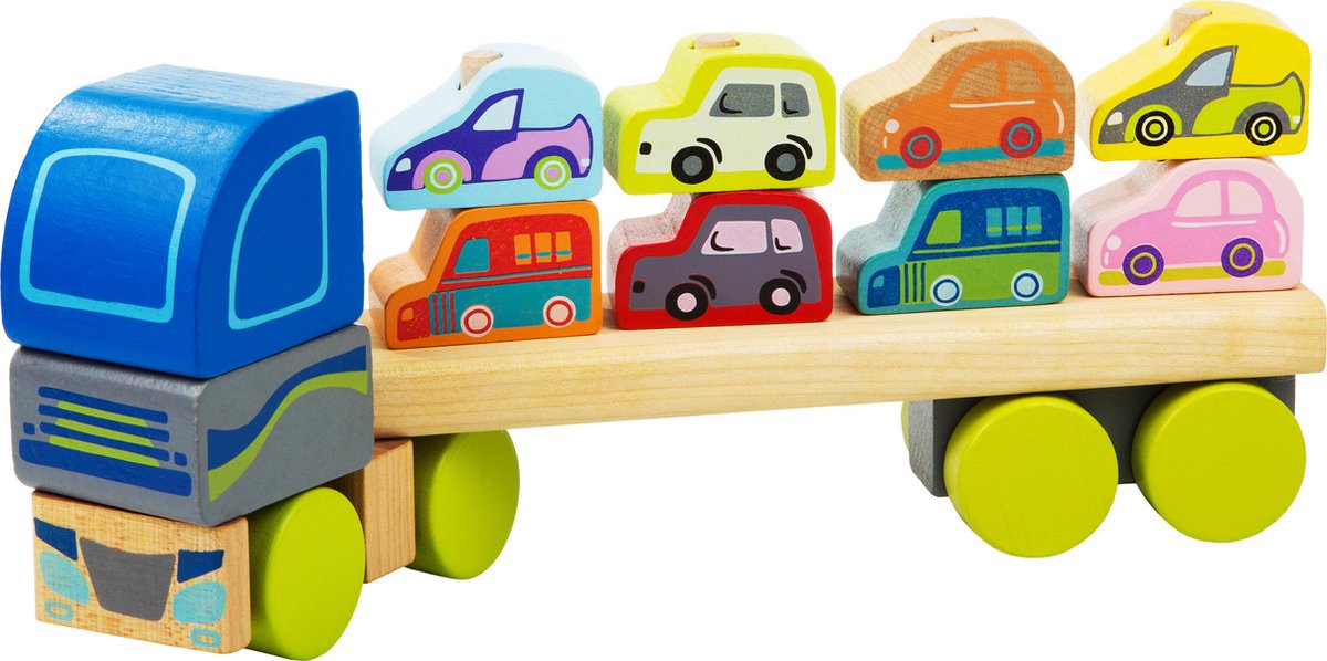 camion met auto's hout - camion avec voitures en bois