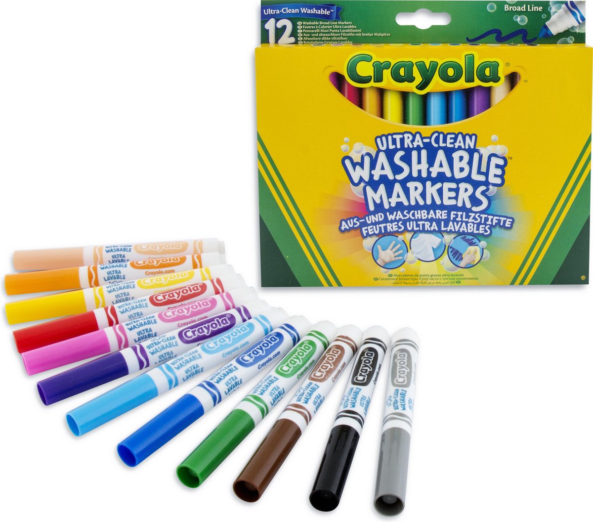 vilt stiften 12st kegel punt afwasbaar - Crayola - feutres 12pc pointes coniques lavable