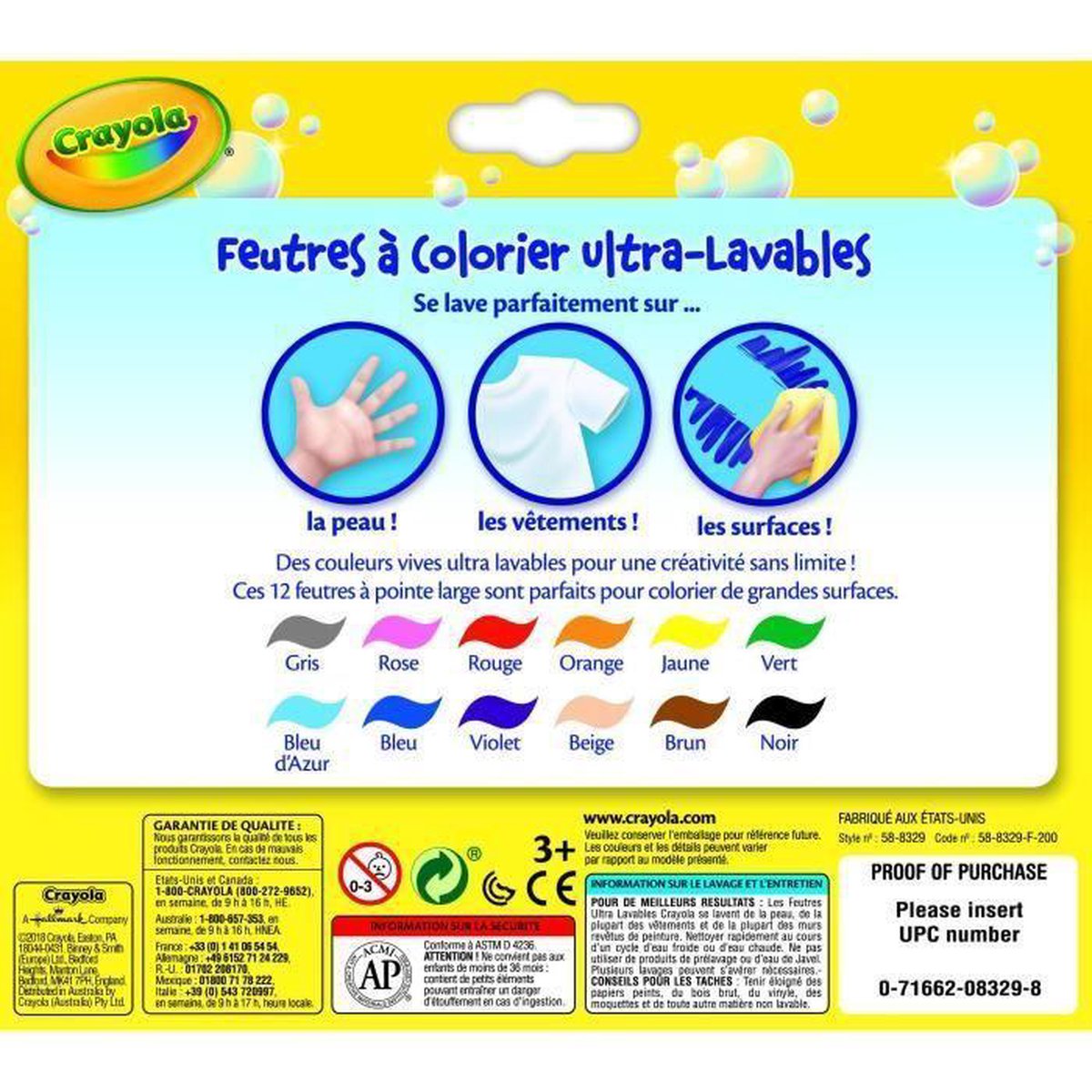 feutres 12pcs pointe conique lavable - Crayola - feutres 12pc pointes coniques lavables 