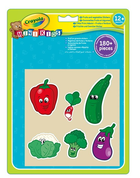 autocollants jumbo réutilisables fruits et légumes - crayola - auto collants respirants fruits et légumineusesl