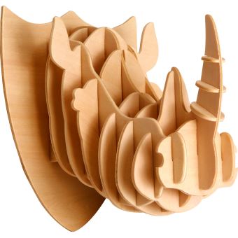 puzzle 3D en bois tête de rhinocéros - tête de rhinocéros de gepetto 3D - puzzle en bois tête de rhinocère 3D