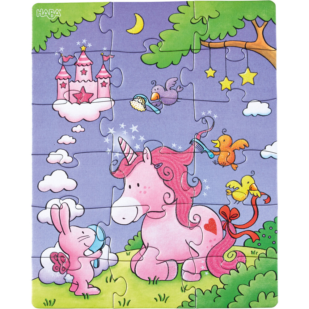 set van 3 puzzels eenhoorn flonkerglans - set de 3 puzzles licornes dans les nuages