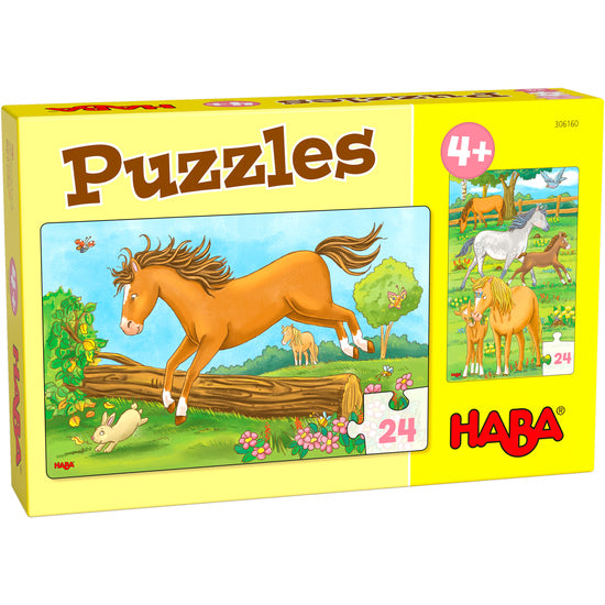 set van 2 puzzels paarden - set de 2 puzzles chevaux