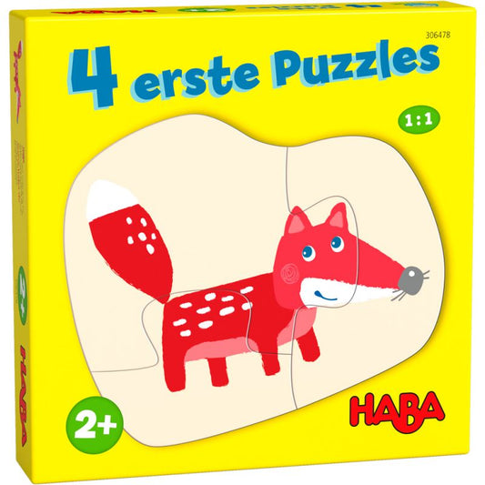 set van 4 eerste puzzels in het bos - set de 4 premiers puzzles au bois
