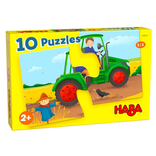 set 10 puzzels van 2st de boerderij - set de 10 puzzles à 2pc la ferme HABA
