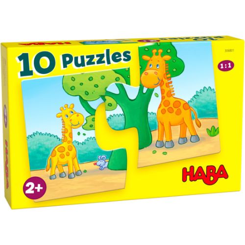 set 10 puzzels van 2st wilde dieren - set de 10 puzzles à 2pc animaux sauvages HABA