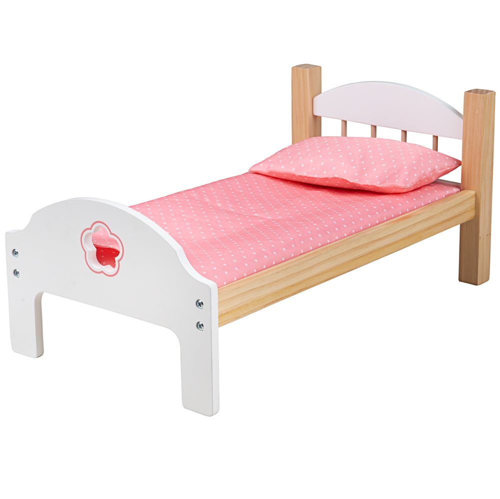 houten bed voor pop - lit en bois pour poupée