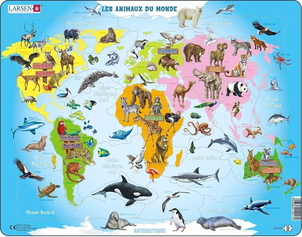 puzzle maxi les animaux du monde 28 pc - FRA
