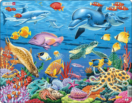 maxi puzzle la vie marine sur la barrière de corail 35 pcs
