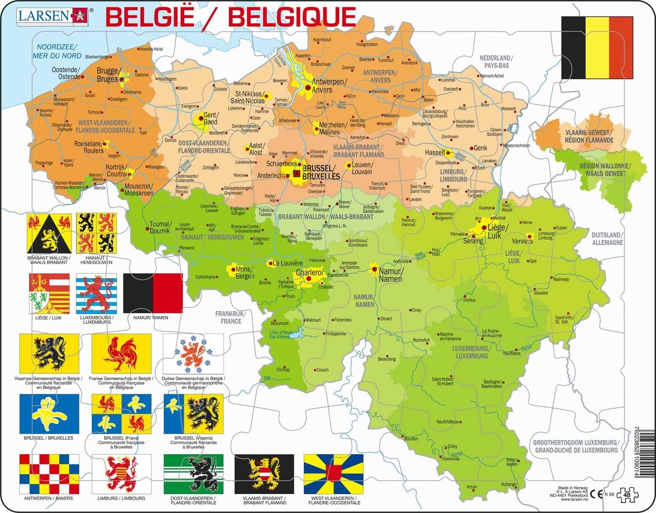 puzzel belgië politiek 48 st - puzzle la belgique politique 48pc NED/FRA
