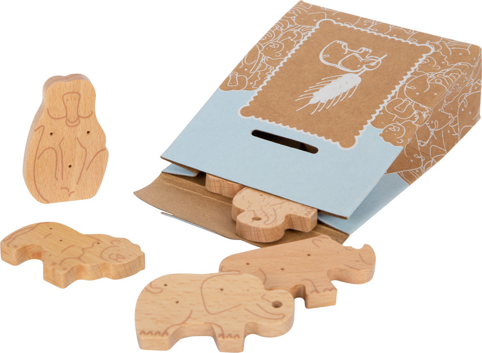 zoo-koekjes animal crackers in hout - biscuits jungle en bois