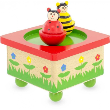 muziekdoos  met bij en lieveheersbeestje - boîte a musique avec abeille et coccinelle