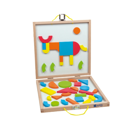 tableau magnétique de 42 formes - aimants avec un coffret de 42 formes