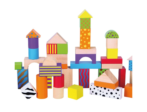 Blocs colorés en bois 50 pièces - blocs en bois coloré 50 pièces
