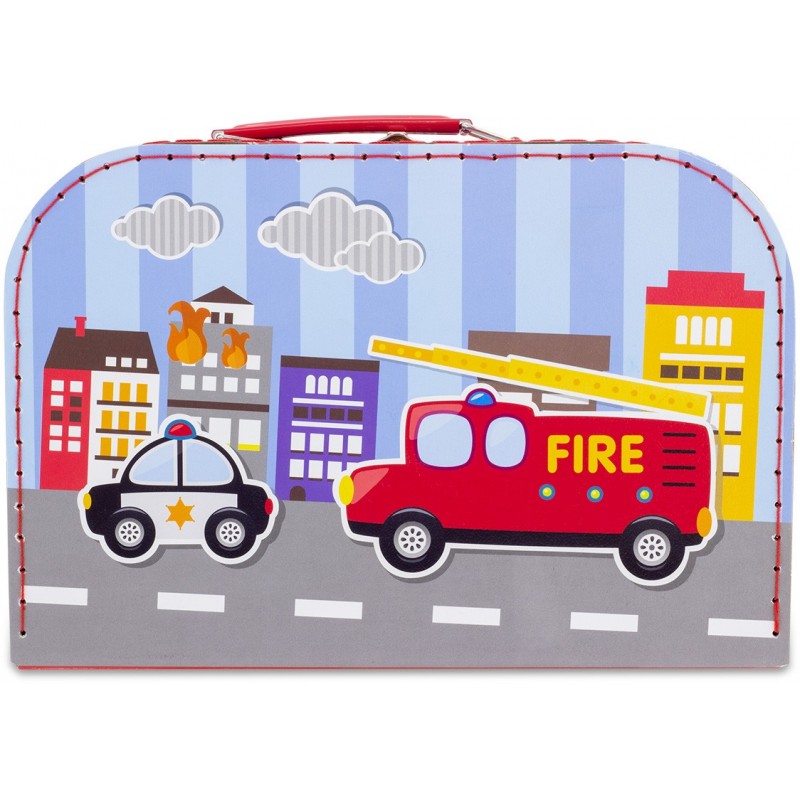 koffer in stevig karton brandweer S-M-L- mallette en carton costeau pompiers S-M-L