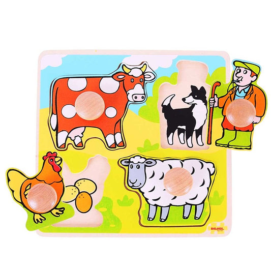 puzzel met knoppen thema boerderij - puzzle la ferme pour la première age