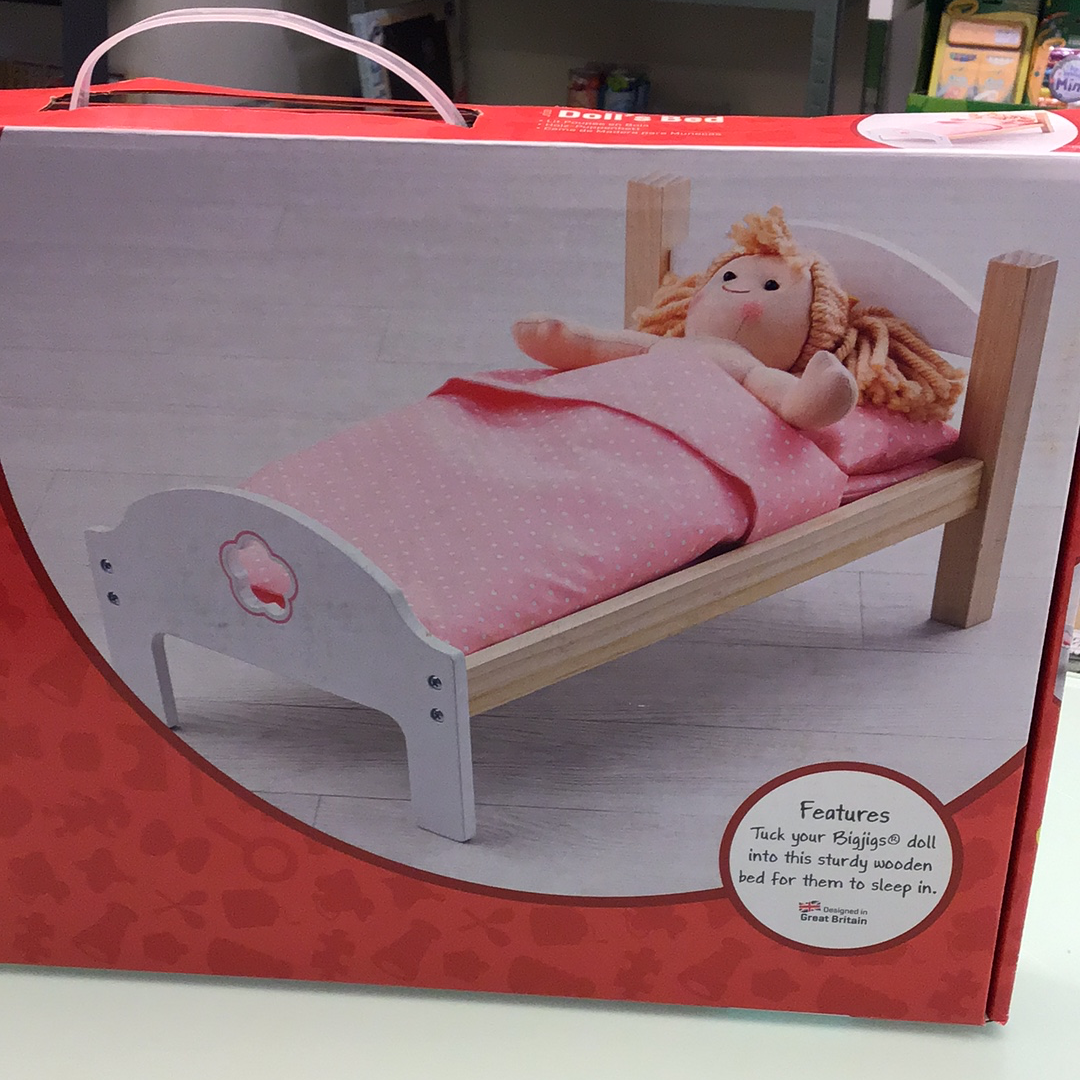 houten bed voor pop - lit en bois pour poupée